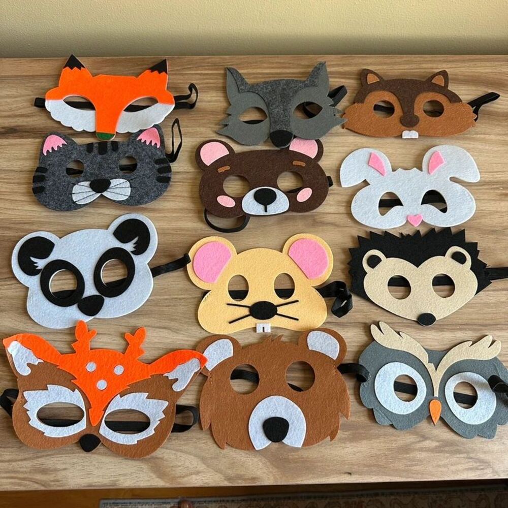 Hvogvok 12 Kids Animal Felt Masks Boys Girls Halloween Holiday Party Dress Up